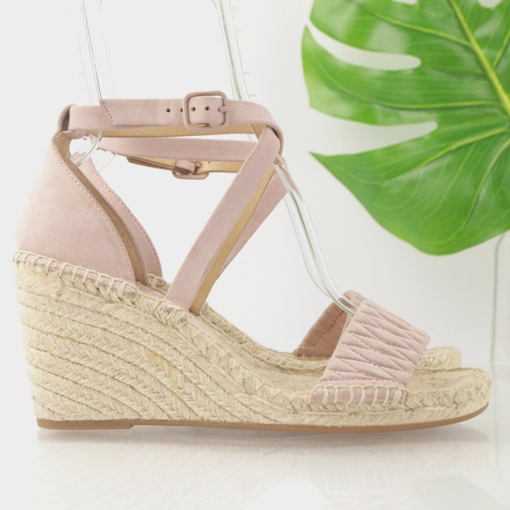 Splendid Womens Sheri Sandal Size 9 Pink Suede Ankle Strap Wedge Heel Espadrille